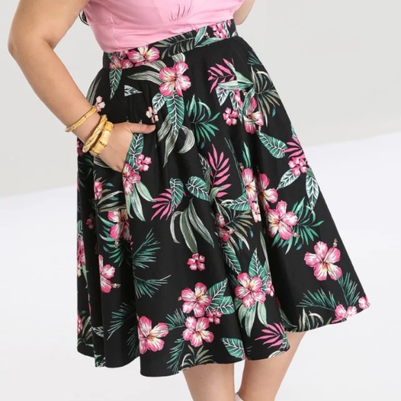 Hell Bunny Kalani 50’s Tropical Flower Pinup Swing Skirt 2X — fits 1X - Picture 5 of 15